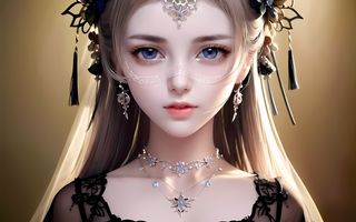 AI小姐姐美女二次元绘画古装大眼头饰漂亮051