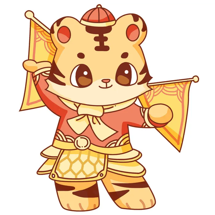 手绘2022虎年新年春节卡通老虎形象IP插画元素PSD设计素材图案psd模版下载