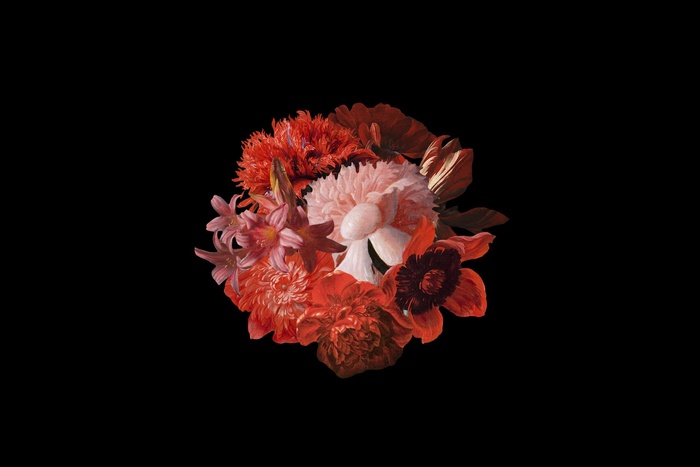 复古油画质感宫廷花卉植物花朵鲜花拼贴图案PNG免抠图片设计素材