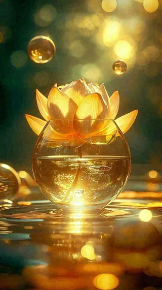 夏季白莲花在水中，水珠露珠阳光，夏至小暑大暑