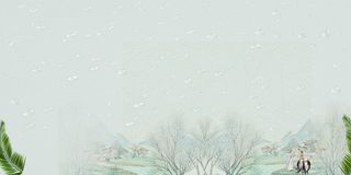 中国风传统水墨古风古典展板边框工笔画PS海报背景平面设计素材