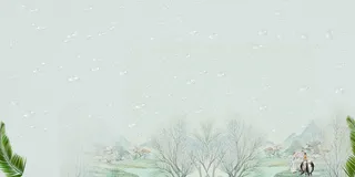 中国风传统水墨古风古典展板边框工笔画PS海报背景平面设计素材