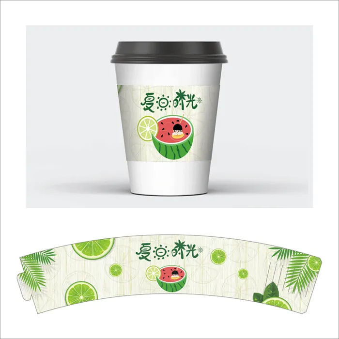 杯套模板纸杯茶杯奶茶14cdr矢量模版下载