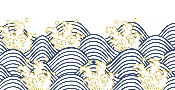 中国风鎏金浪花波浪背景免抠