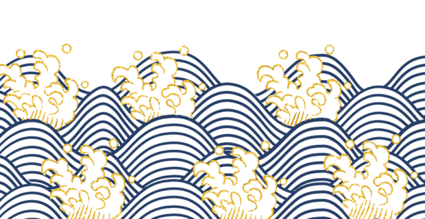 中国风鎏金浪花波浪背景免抠