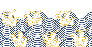 中国风鎏金浪花波浪背景免抠