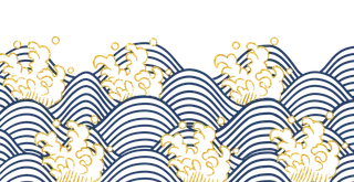 中国风鎏金浪花波浪背景免抠