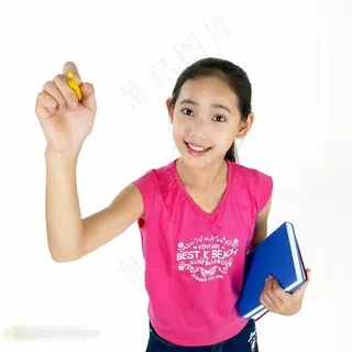 抱书本拿笔的女孩素材 抱书本拿笔的女孩素材