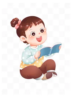 儿童节可爱儿童阅读书籍卡通人物小学生读书学习插画元素