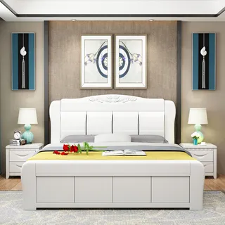 高清实木床图片