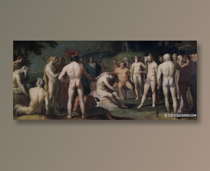 裸体人物聚集油画