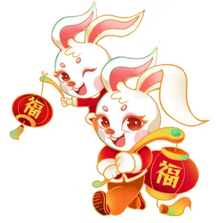灯笼兔 福气兔 兔年兔子 兔年元素 兔子
