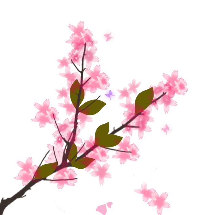 春天浪漫粉红色樱花手绘樱花梅花桃花花朵图片PNG免扣素材