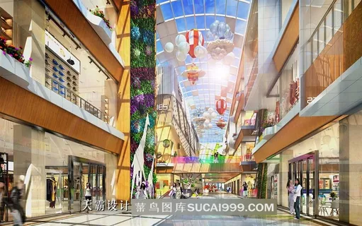 商业空间装修设计效果图:哈尔滨彩虹城中庭效果图一 商业空间装修设计效果图:哈尔滨彩虹城中庭效果图一