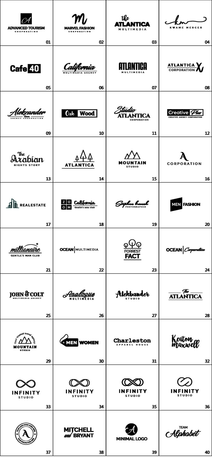 手绘黑白标志LOGO素材