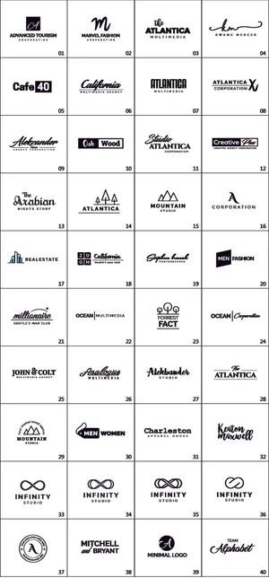 手绘黑白标志LOGO素材