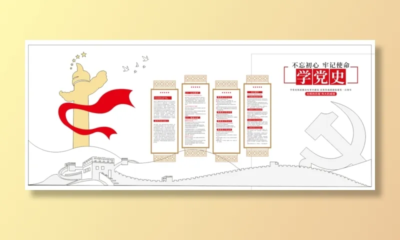 党建党史文化墙源文件CDR平面效果图cdr矢量模版下载