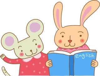 兔子 看书 卡通