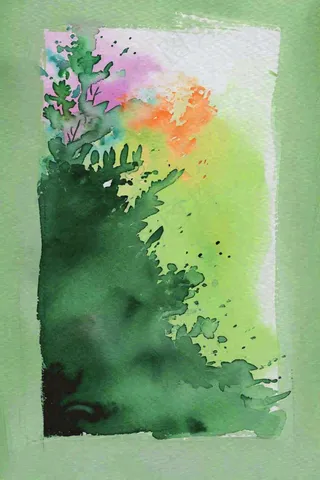 清新绿色纸张泼墨水墨纹理