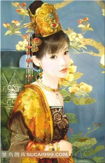 手绘古典美女古代美人桌面壁纸花绘画图片 手绘古典美女古代美人桌面壁纸花绘画图片