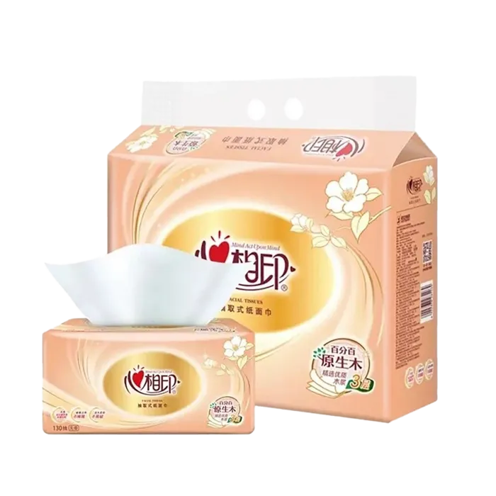 心相印 红悦系列三层面巾纸无香 130抽x6包／提5464超市商品白底图免抠实物摄影png格式图片透明底