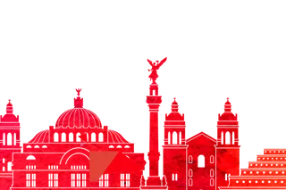 红色建筑城市剪影欧洲建筑