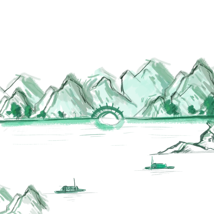 清明元素古风中式清明节山水画中国风