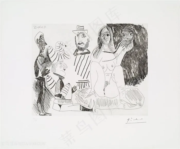 毕加索时尚手绘线描人物艺术挂画 毕加索时尚手绘线描人物艺术挂画