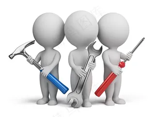 拿着维修工具的3D小人图片