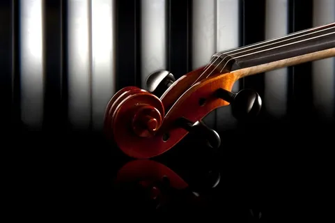 小提琴钢琴黑白键摄影图片