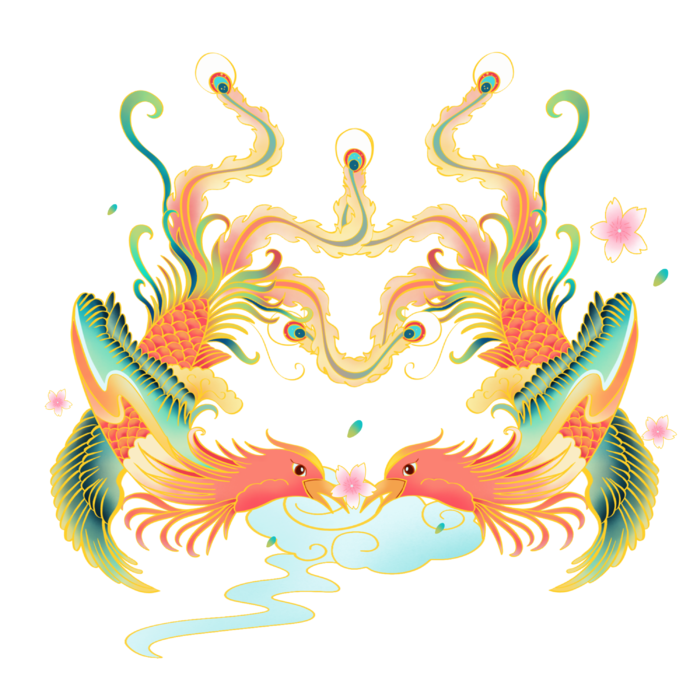 国潮仙鹤插画免扣素材设计素材