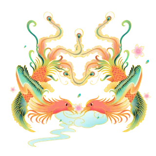 国潮仙鹤插画免扣素材设计素材