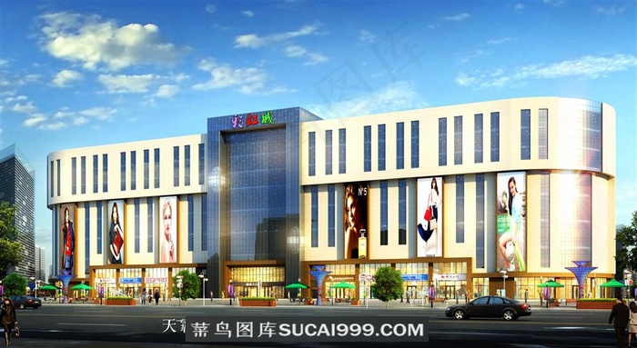 商业空间装修设计效果图：哈尔滨彩虹城外观效果图