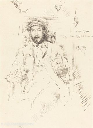 惠斯勒素描胡须男士