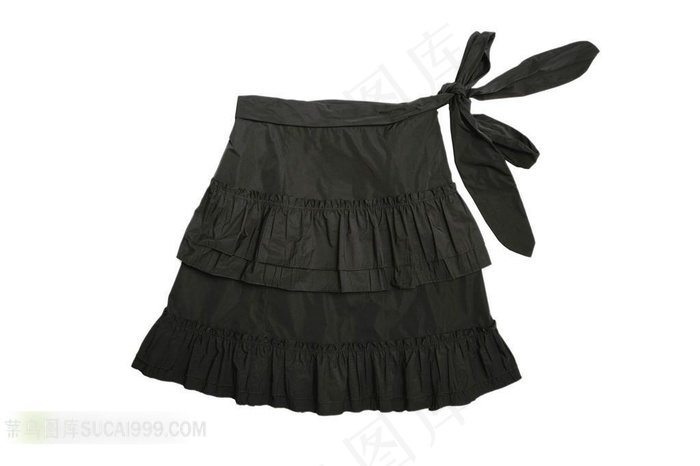 黑色折页边女士短裙