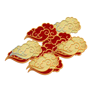 大气中国风祥云国潮风金边立体云朵剪纸创意装饰元素PNG免抠素材