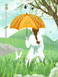 谷雨海报二十四节气插画 谷雨海报二十四节气插画