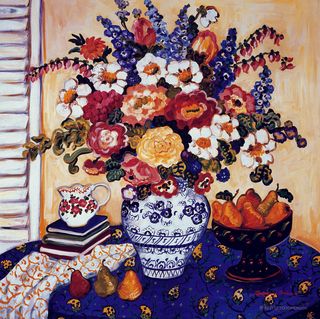 唯美青花瓷花瓶油画