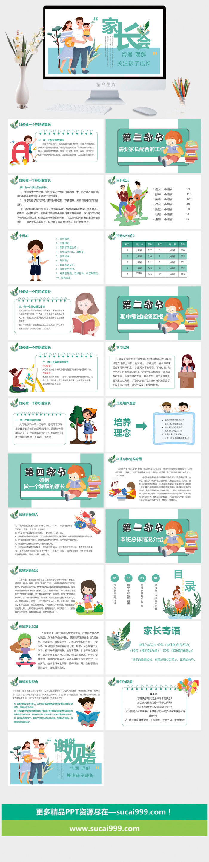 小学家长会 高清 可修改 PPT 