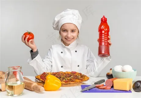 蔬菜与小朋友摄影高清图片