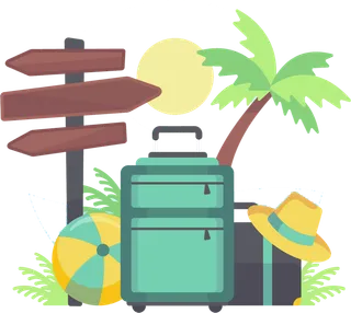 行李箱卡通简笔素材旅游