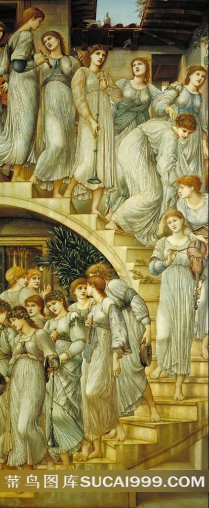 世界著名油画下楼梯的美少女乐队