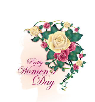 38妇女节三八女神女王粉色花朵玫瑰艺术字设计png免抠ps素材