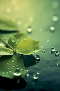 叶子水滴宁静背景图