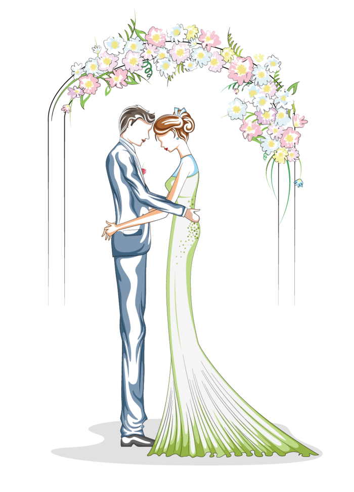 婚纱卡通人物婚礼白纱结婚婚纱摄影手绘