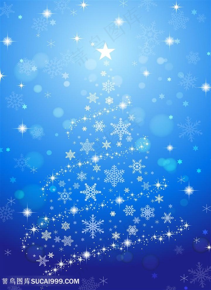 蓝色炫彩雪花背景图