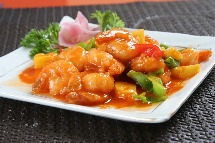 菠萝凤尾虾 42元