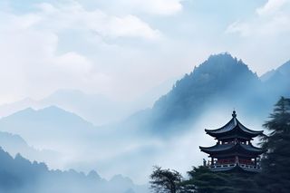 国风建筑意境背景