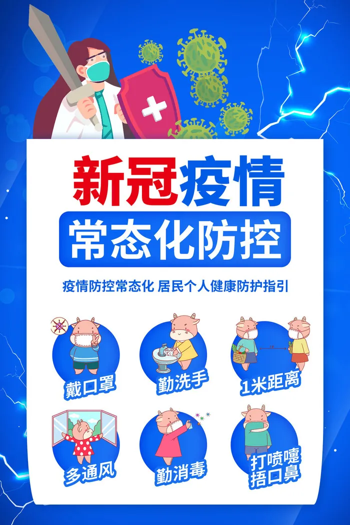 新冠疫情常态化防控防疫须知海报psd模版下载