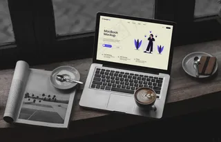 咖啡馆的MacBook样机